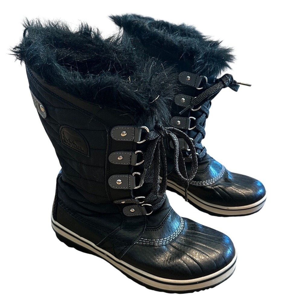 Sorel Tofino II Black Waterproof Winter Boots Faux Fur Women's 5